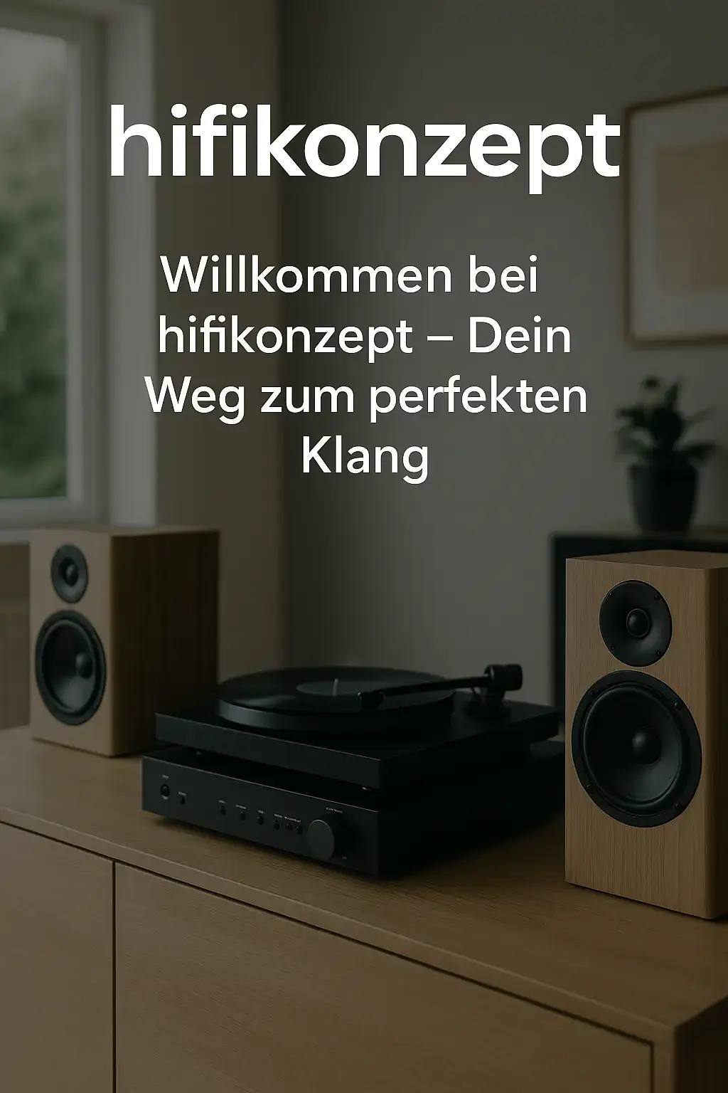 hifikonzept Titel mit 2 Lautsprechern und einen Plattenspieler
